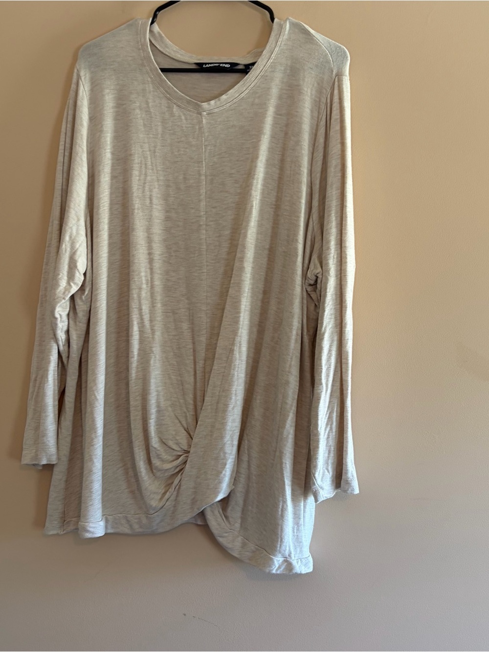 Lands end  Beige Long Sleeve Twist Front Top